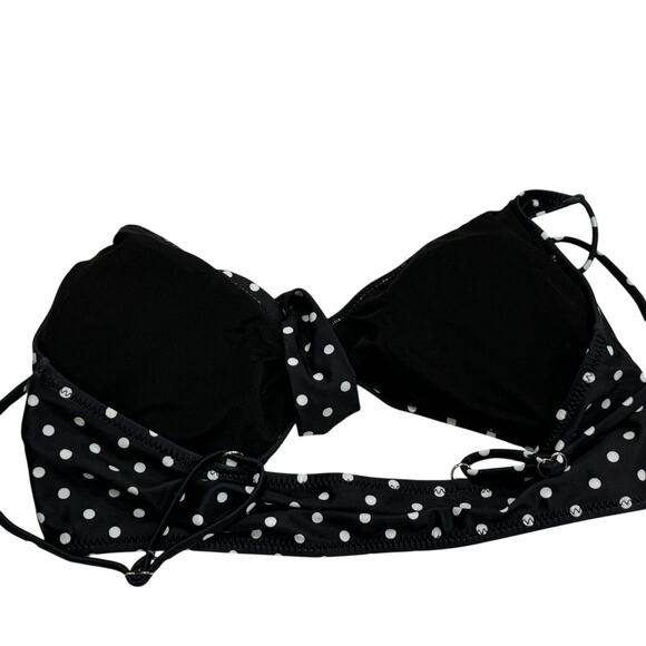 Polka Dot Bikini Set‎ Womens Size Medium Black V Neck Spaghetti Strap High Waist - Picture 8 of 8